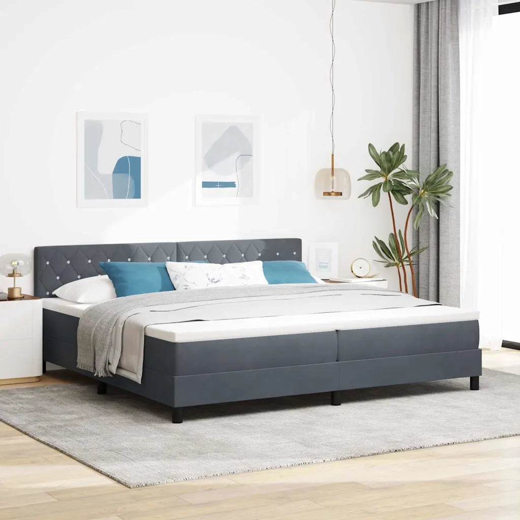 Letto a molle con materasso Grigio scuro 200 x 200 cm Velluto 3339129