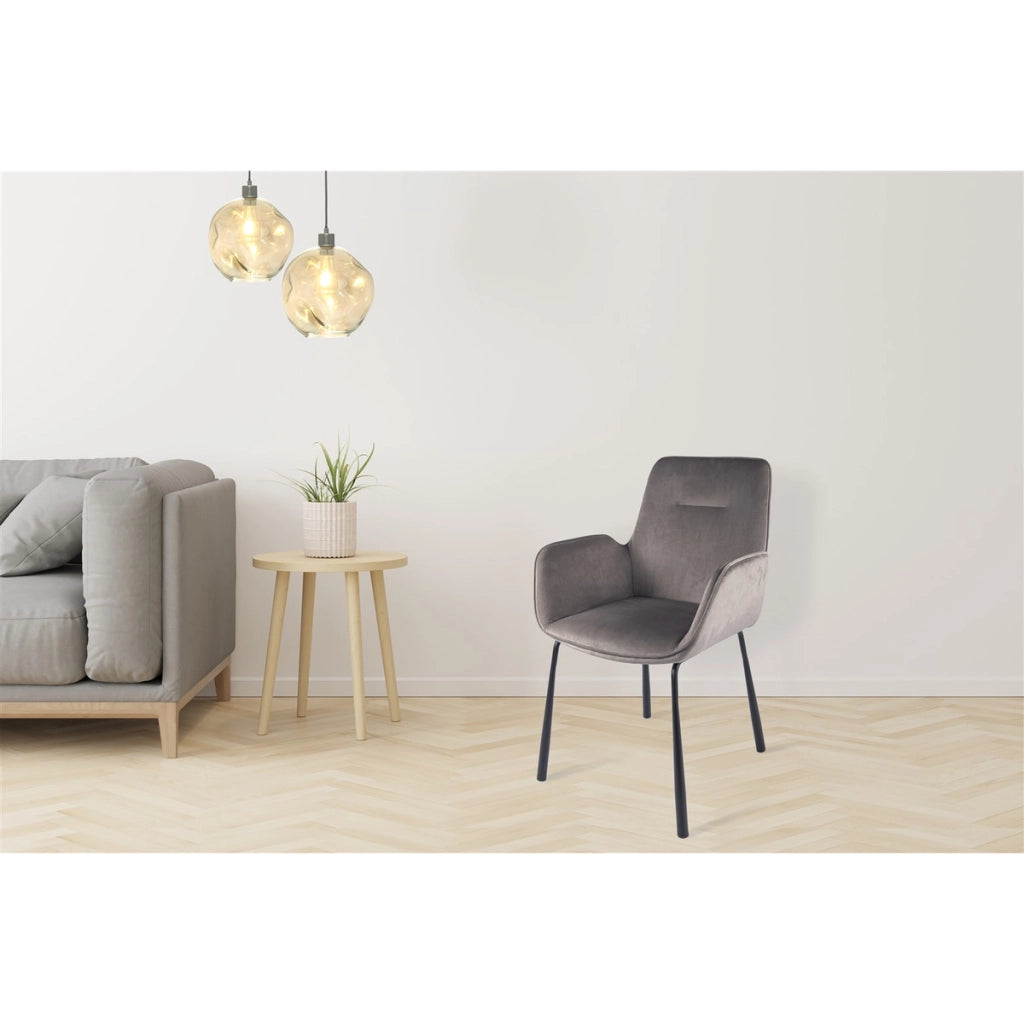 Sedia Eliot 125 con Braccioli in Velluto Grigio