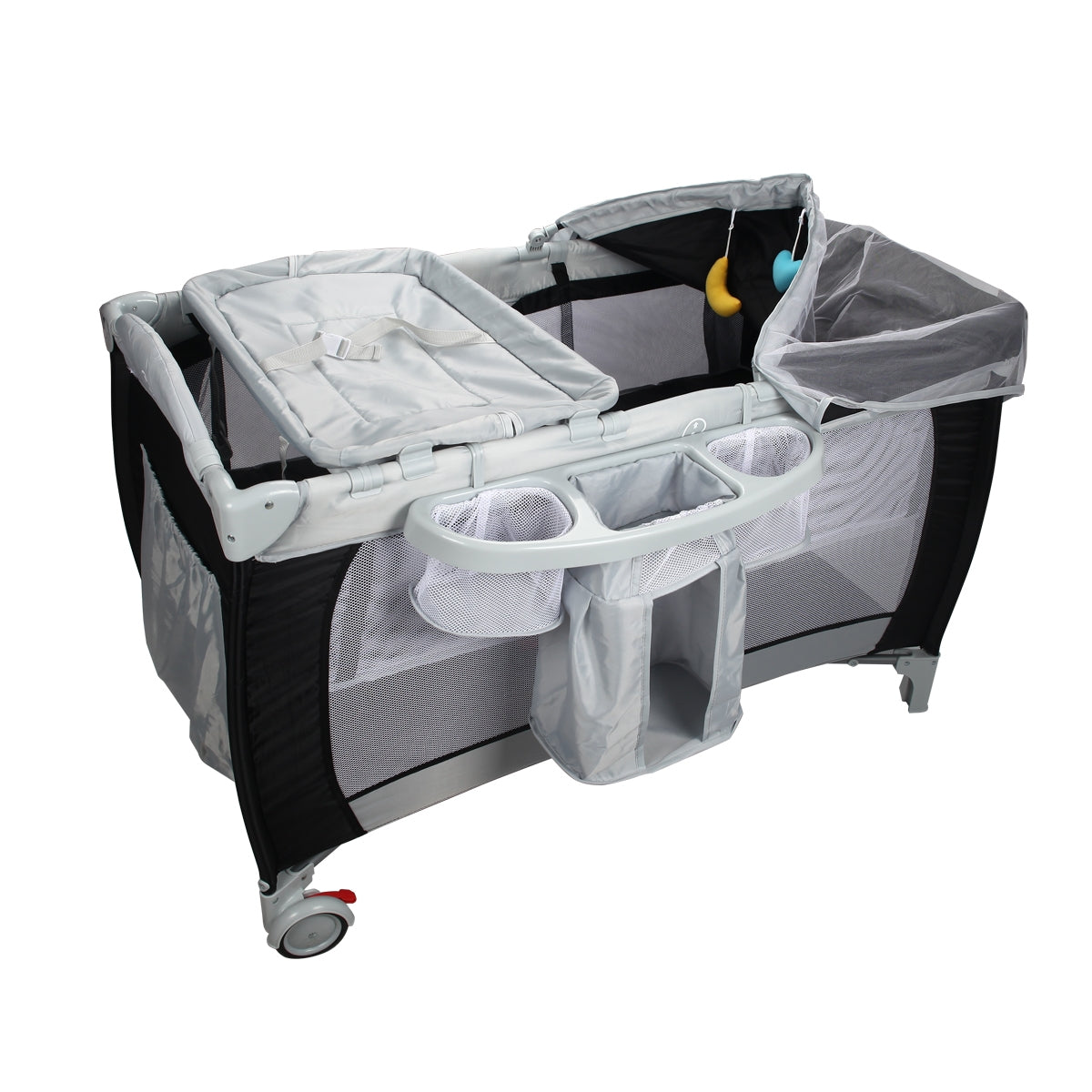 Culla per bimbo pieghevole con zanzariera 120x60x76cm lettino bimbo a due livelli regolabile Nero-Culle