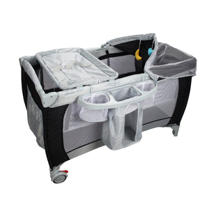 Culla per bimbo pieghevole con zanzariera 120x60x76cm lettino bimbo a due livelli regolabile Nero-Culle