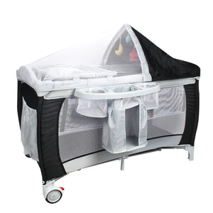 Culla per bimbo pieghevole con zanzariera 120x60x76cm lettino bimbo a due livelli regolabile Nero-Culle