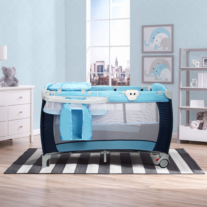 Culla per bimbo pieghevole con zanzariera 120x60x76cm lettino bimbo a due livelli regolabile Blu-Culle