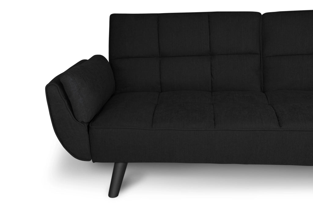 Divano letto clic clac in tessuto nero piede nero divano 3 posti - Ambra - DL-AM10FBC-PLN