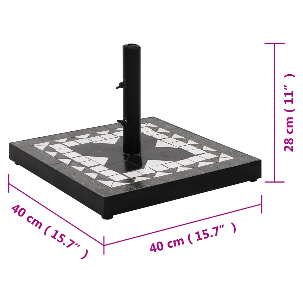 Base per Ombrellone Nero e Bianco Quadrata 12 kg CFW4601056