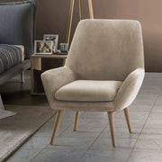 Poltrona Anido, Poltrona di design da salotto, 100% Made in Italy, Poltroncina relax in tessuto imbottito, cm 80x70h95, Beige