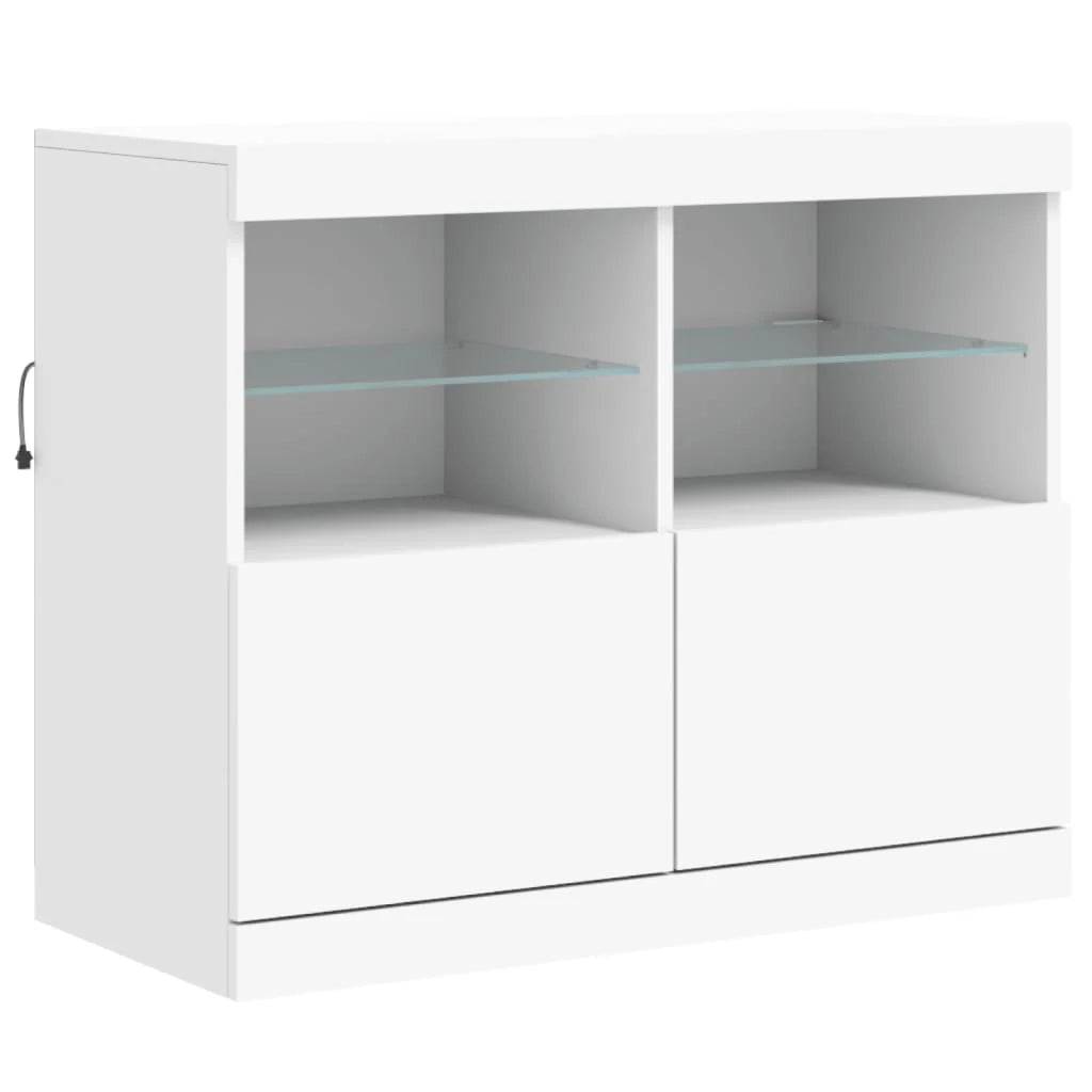Buffet credenza cassettiera armadio mobile contenitore organizer per cucina soggiorno salotto con luci LED 163 x 37 x 67 cm bianco 02_0029835