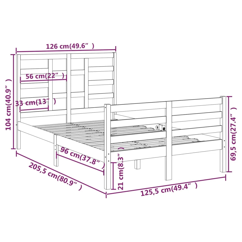 Giroletto senza Materasso-Struttura Letto Ambrato in Legno Massello 120x200 cm 706860