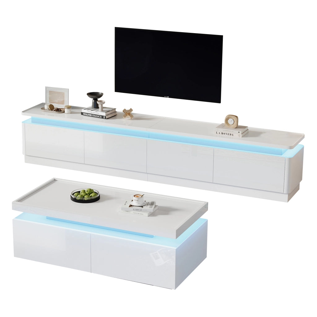 Cassettiera TV bianca lucida in truciolare lunghezza 180 cm