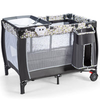 Box portatile con carillon, ruote bloccabili e borsa di trasporto, Culla con rete smontabile e regolabile-Culle