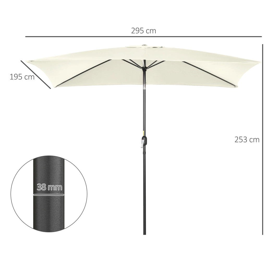Ombrellone da giardino rettangolare ¨C Minimal ¨C Alluminio poliestere 200x300 cm bianco nero
