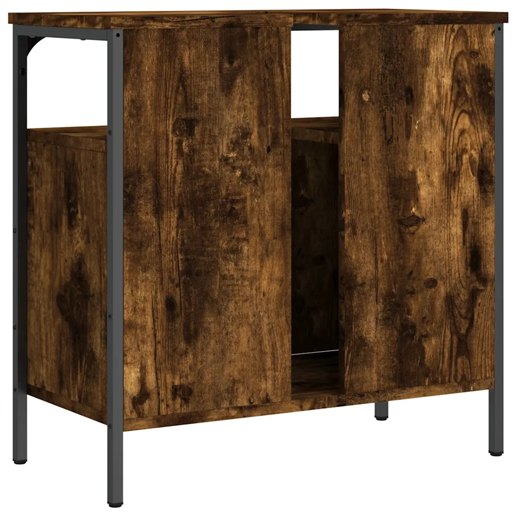 Mobile Lavabo Bagno Rovere Fumo 60x30x60 cm Legno Multistrato