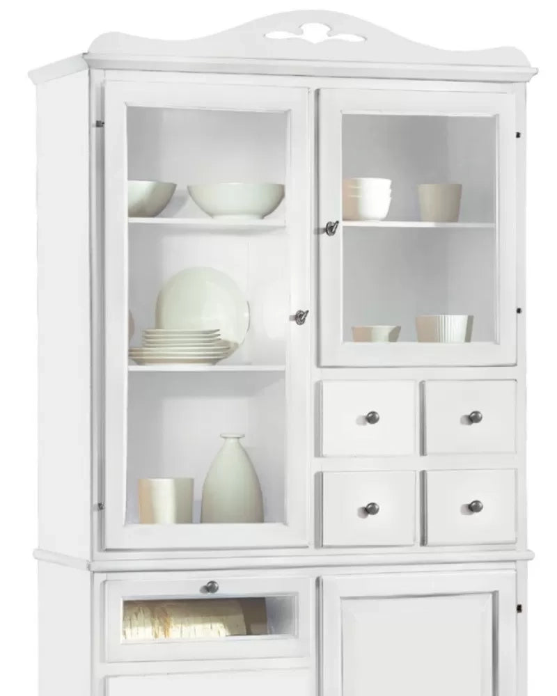 Dispensa 3 ante 7 cassetti laccato bianco opaco 120x52x220 (1242) - Mobili 2G