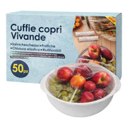 50 cuffie copri alimenti per conservazione sacchetti trasparenti riutilizzabili
