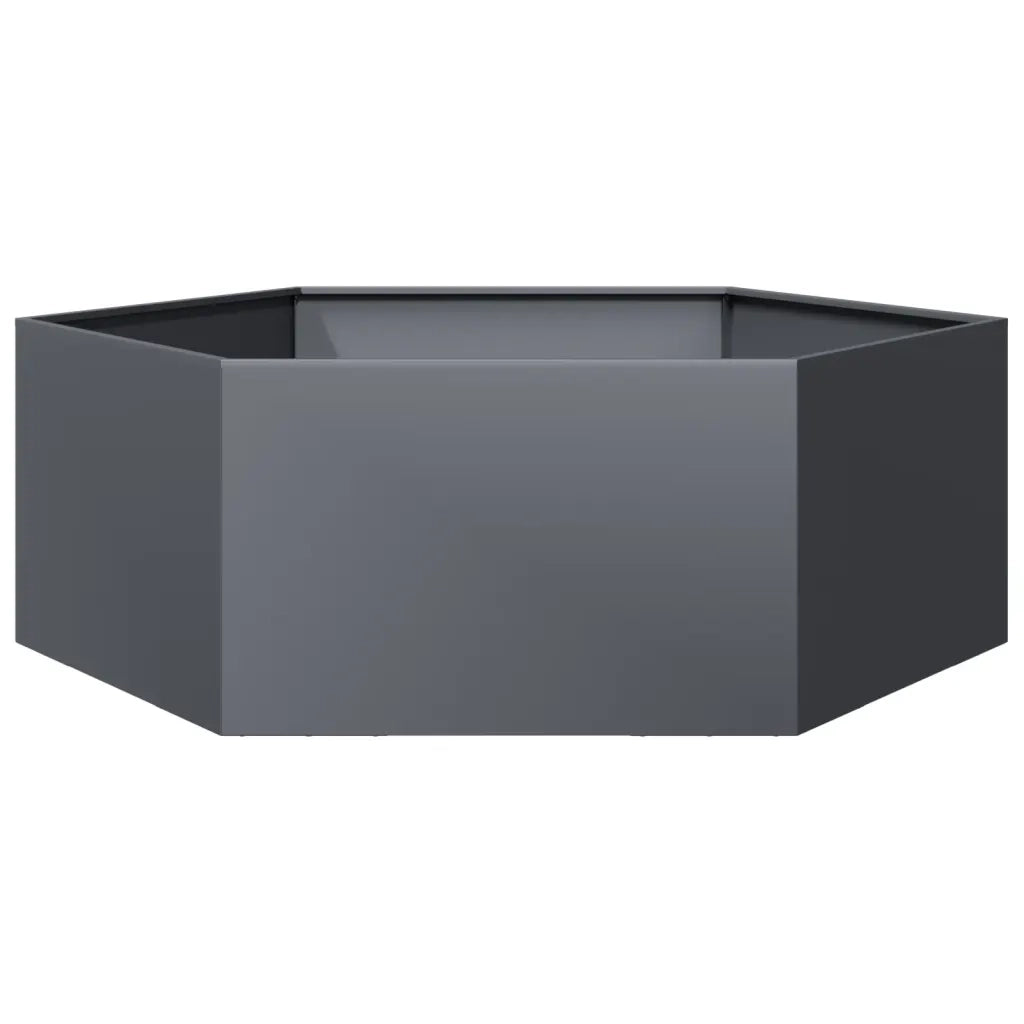 Fioriera da Giardino-Vaso da Esterno Antracite Esagono 138x120x45 cm in Acciaio