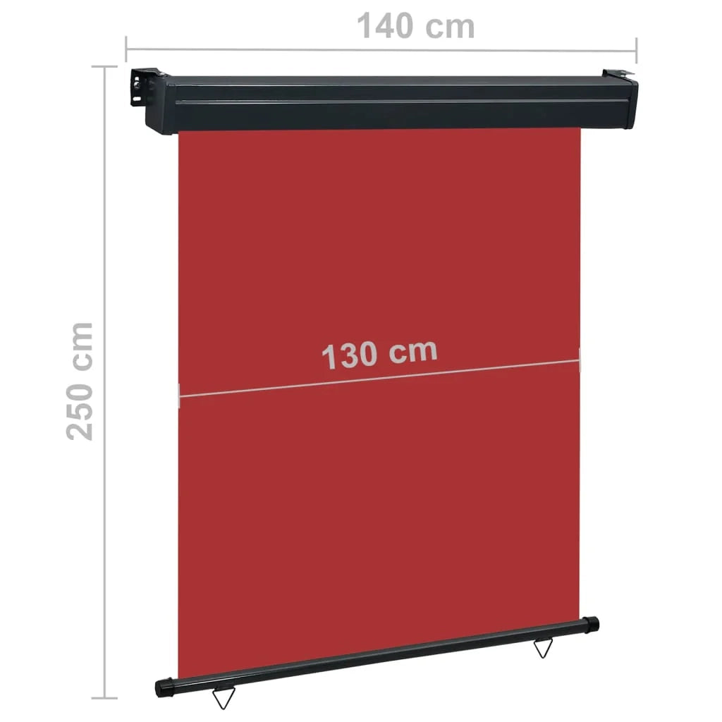 Tenda da sole laterale retrattile/schermo privacy per patio giardino terrazza balcone 140 x 250 cm rosso 02_0007017