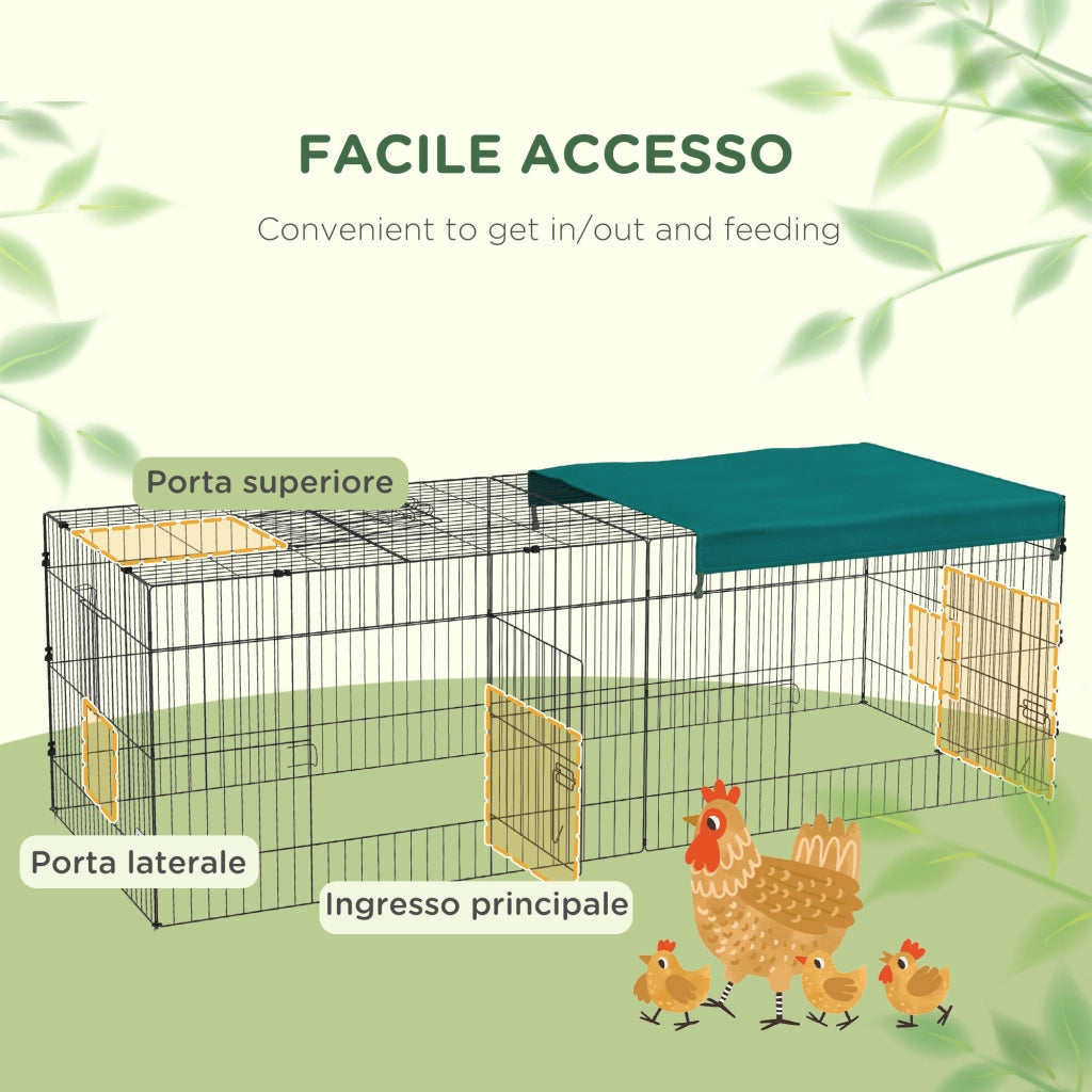 Gabbia per Conigli da Giardino e Interno con Tettuccio in Acciaio ¨C Zephmum ¨C Verde 220x85x70cm