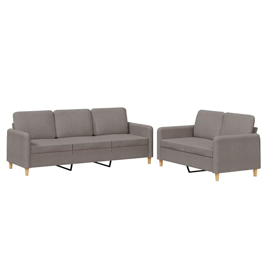 Set di Divani 2 pz con Cuscini Tortora in Tessuto 3202125