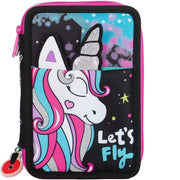 Trade Shop - Astuccio Triplo Unicorn Gopop Portapastelli Penne Pennarelli Accessori Scuola -