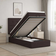 Letto ottomano con materasso Marrone Scuro 100 x 200 cm Tessuto 3457469