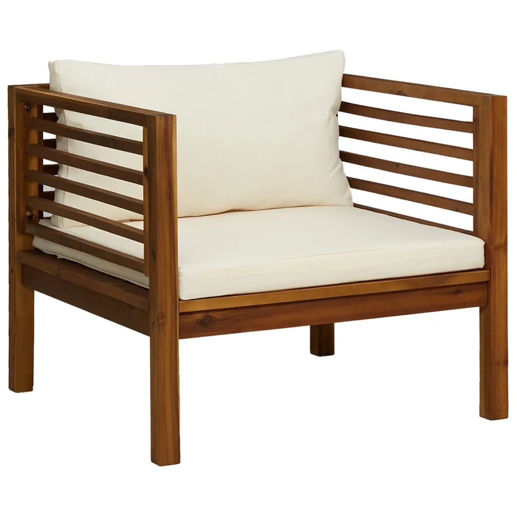 Set Divani da Giardino 7 pz con Cuscini Crema in Legno Acacia 3086954