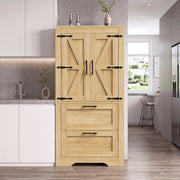 Credenza con 2 cassetti e ripiani regolabili in stile rustico per cucina, sala da pranzo e soggiorno in MDF naturale
