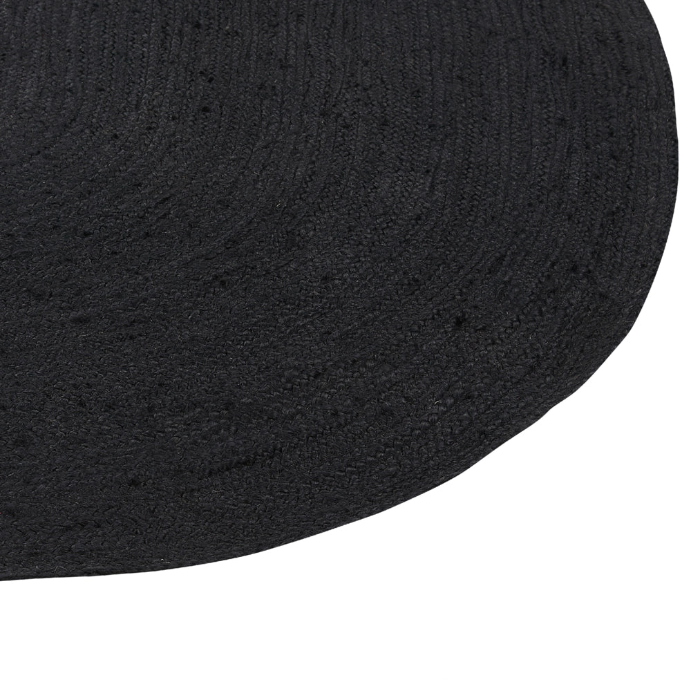 Tappeto Nero Juta 160 x 230 cm Intrecciato Ovale Riscaldamento a Pavimento Adatto Soggiorno Naturale Camera da Letto