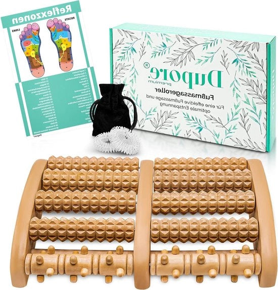 Apparecchio per massaggi ai piedi - Massaggio ai piedi con rullo di legno per riduzione dello stress e massaggio con accupressione zona plantare - Massaggio ai piedi in casa e in ufficio - Rullo massagante per piedi - Massaggio