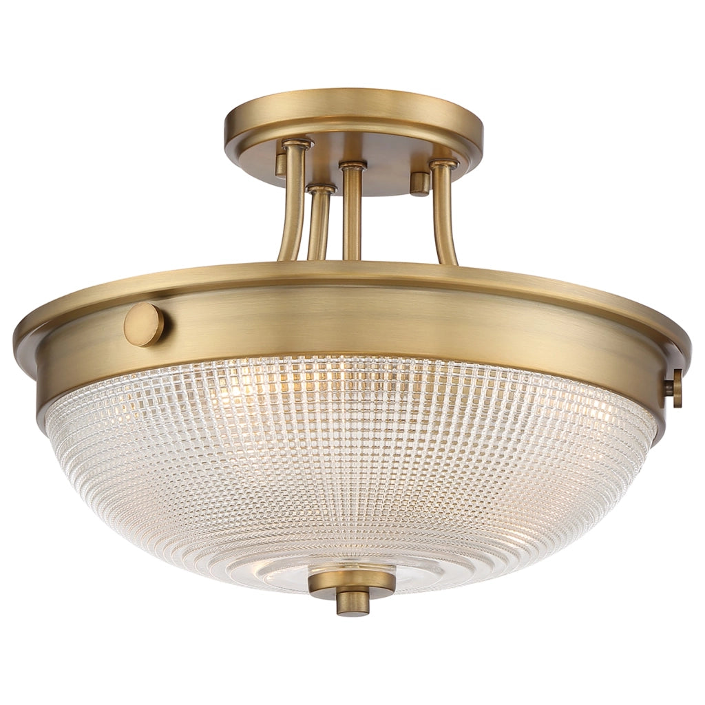 Lampada A Soffitto Contemporanea Mantle Vetro Ottone Anticato 2 Luci E27