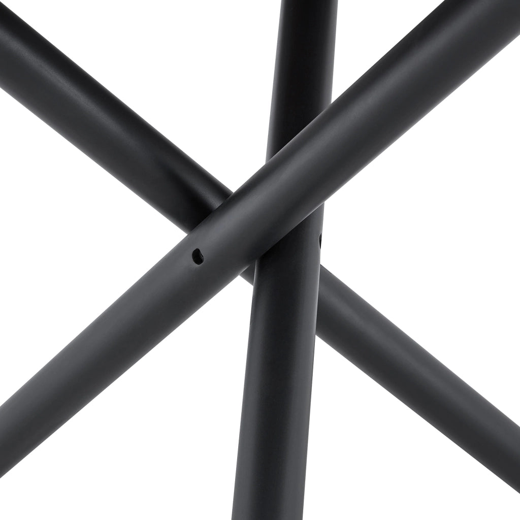 Tavolino basso rotondo con base in metallo a 3 gambe incrociate per soggiorno e camera, in MDF, nero e noce