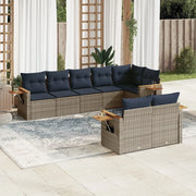Set Divani da Giardino 8 pz con Cuscini Grigio in Polyrattan 3226992