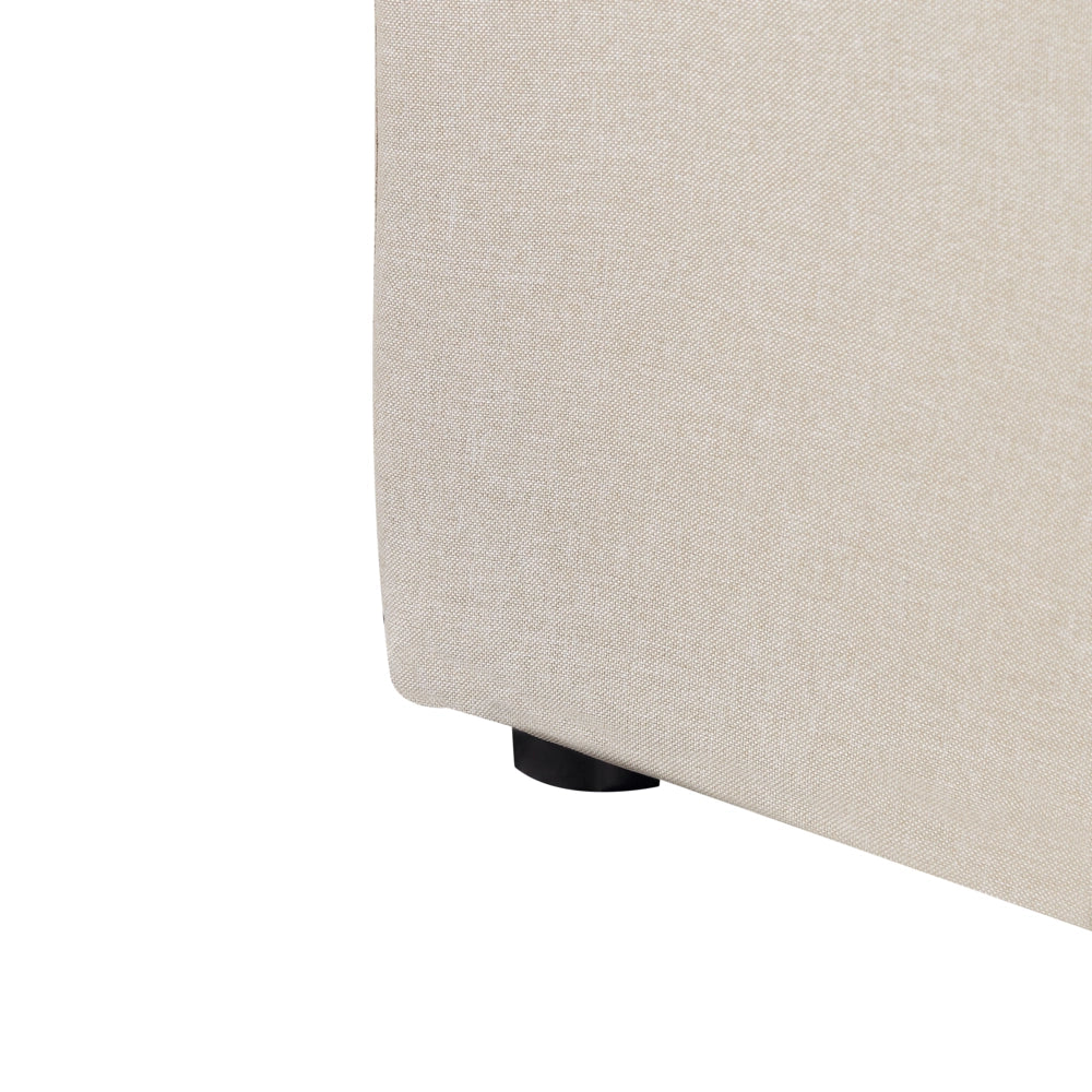 Letto a doghe Tessuto in poliestere beige Gambe in legno imbottite Pouf contenitore 180 x 200 cm Design moderno