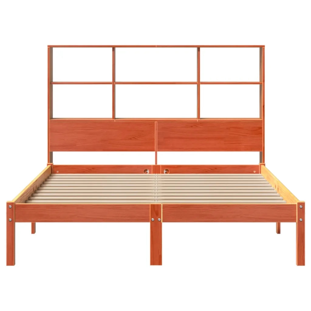 Letto Libreria senza Materasso Marrone Cera 150x200 cm in Pino 3321606