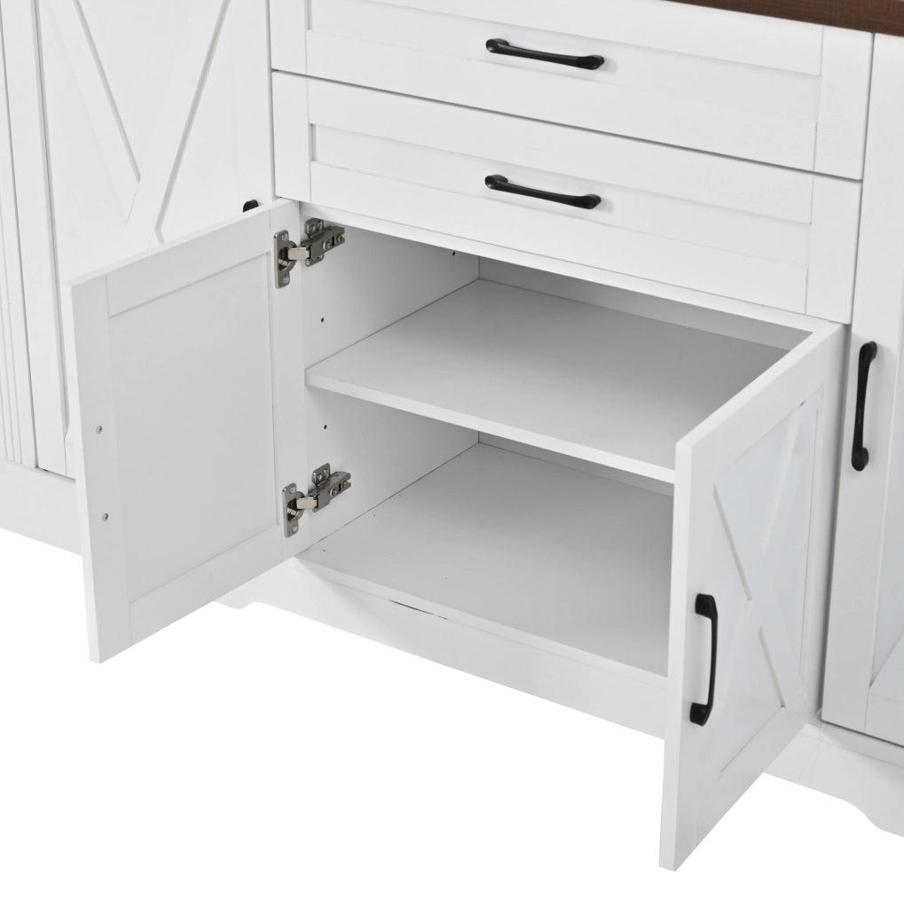 Sideboard bianco con 4 ante e 2 cassetti, piano di appoggio 160 cm