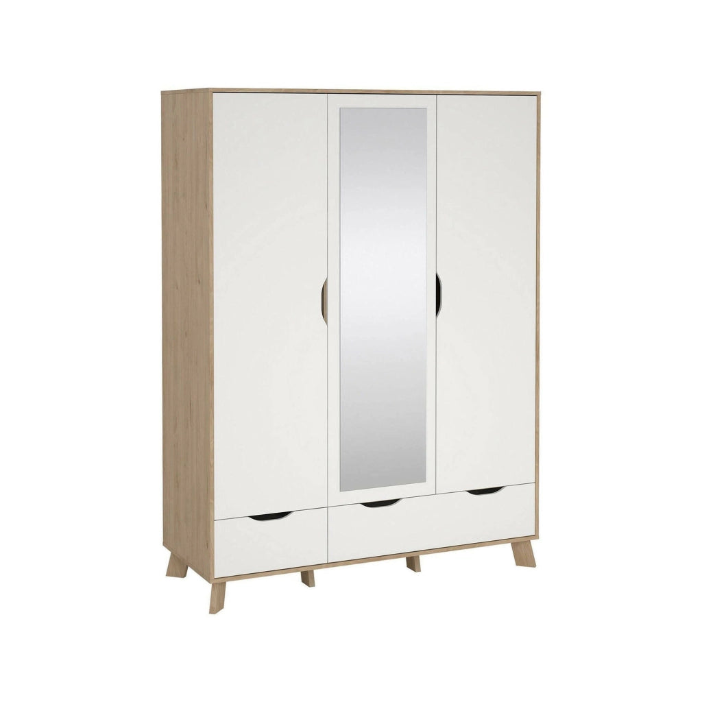 Guardaroba 2 ante Pyarr, Mobile camera da letto, Cabina armadio portabiti, Armadio appendiabiti, 147x58 h201 cm, Rovere e Bianco
