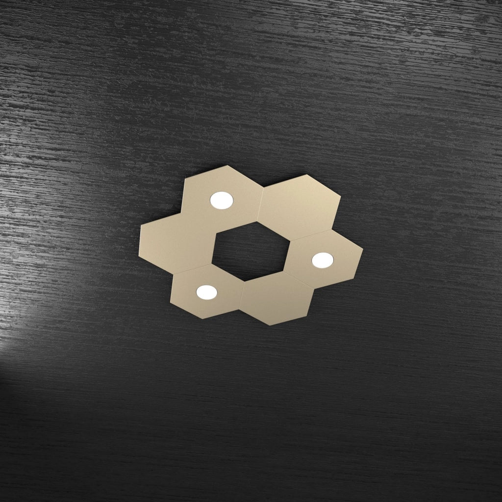 HEXAGON APPLIQUE-PLAFONIERA 3 LUCI + 3 DECORATIVO SABBIA 1142-3L3D-SA