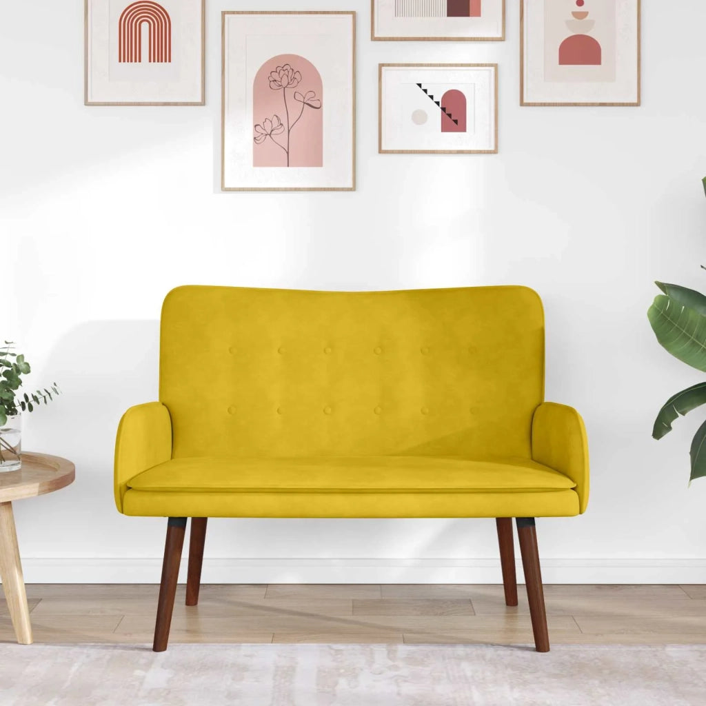 Sofa a Due Posti Giallo 115 x 61 x 87 cm Velluto