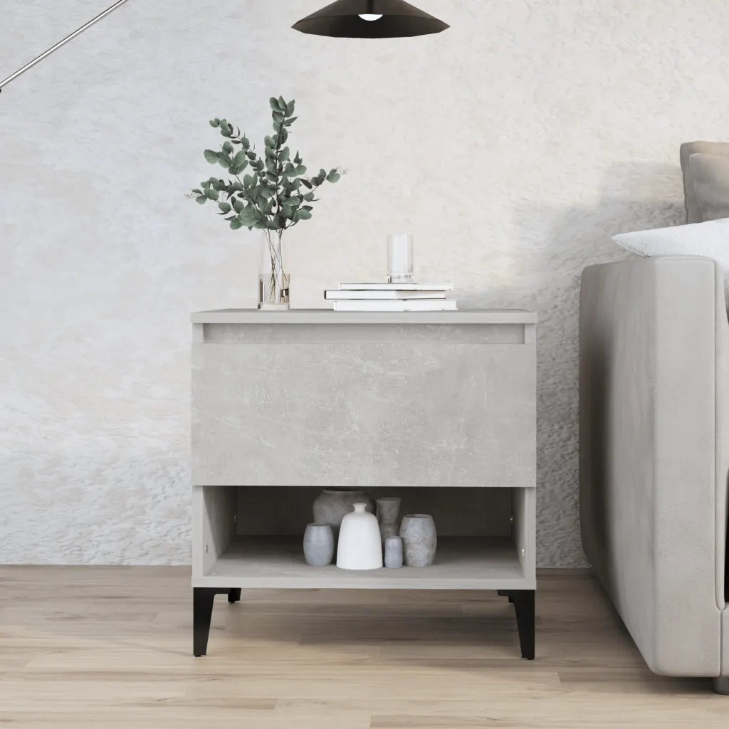 Tavolino | Tavolo laterale Grigio Cemento 50x46x50 cm in Legno Multistrato