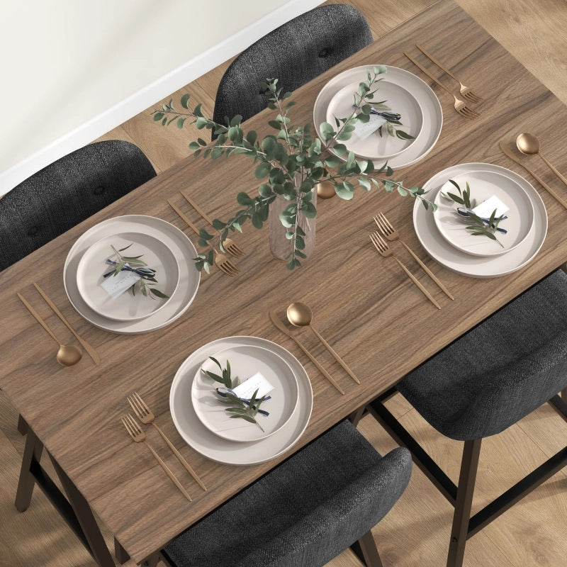 Tavolo da bar con 4 sgabelli, seduta imbottita, effetto lino, per cucina e sala da pranzo, 120 × 60 × 91 cm