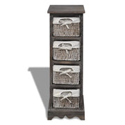 Struttura in Legno con 4 Cestini Intrecciati Marrone 240800