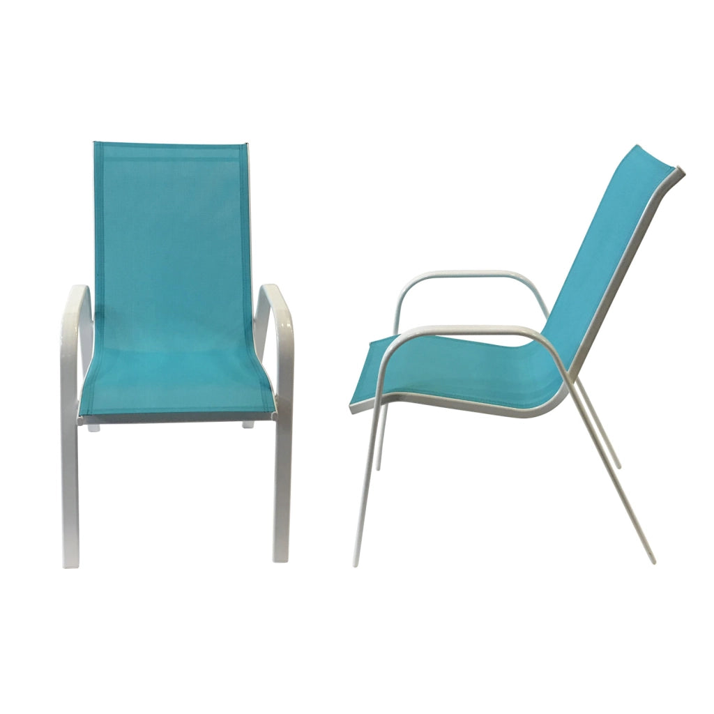 Set di 6 sedie MARBELLA in textilene blu - alluminio bianco