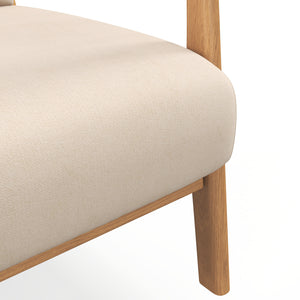 Poltrona in Stile Scandinavo 61x78x76 cm Struttura in Legno Rivestimento in Velluto Beige