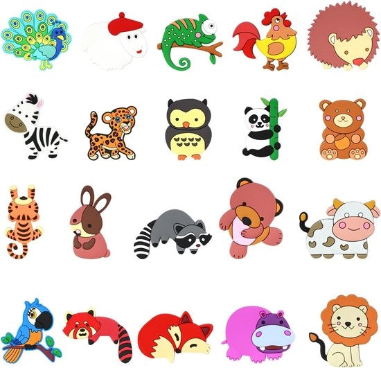 20 pezzi di magneti per frigorifero con animali cartoon - Decorazioni creative per bambini