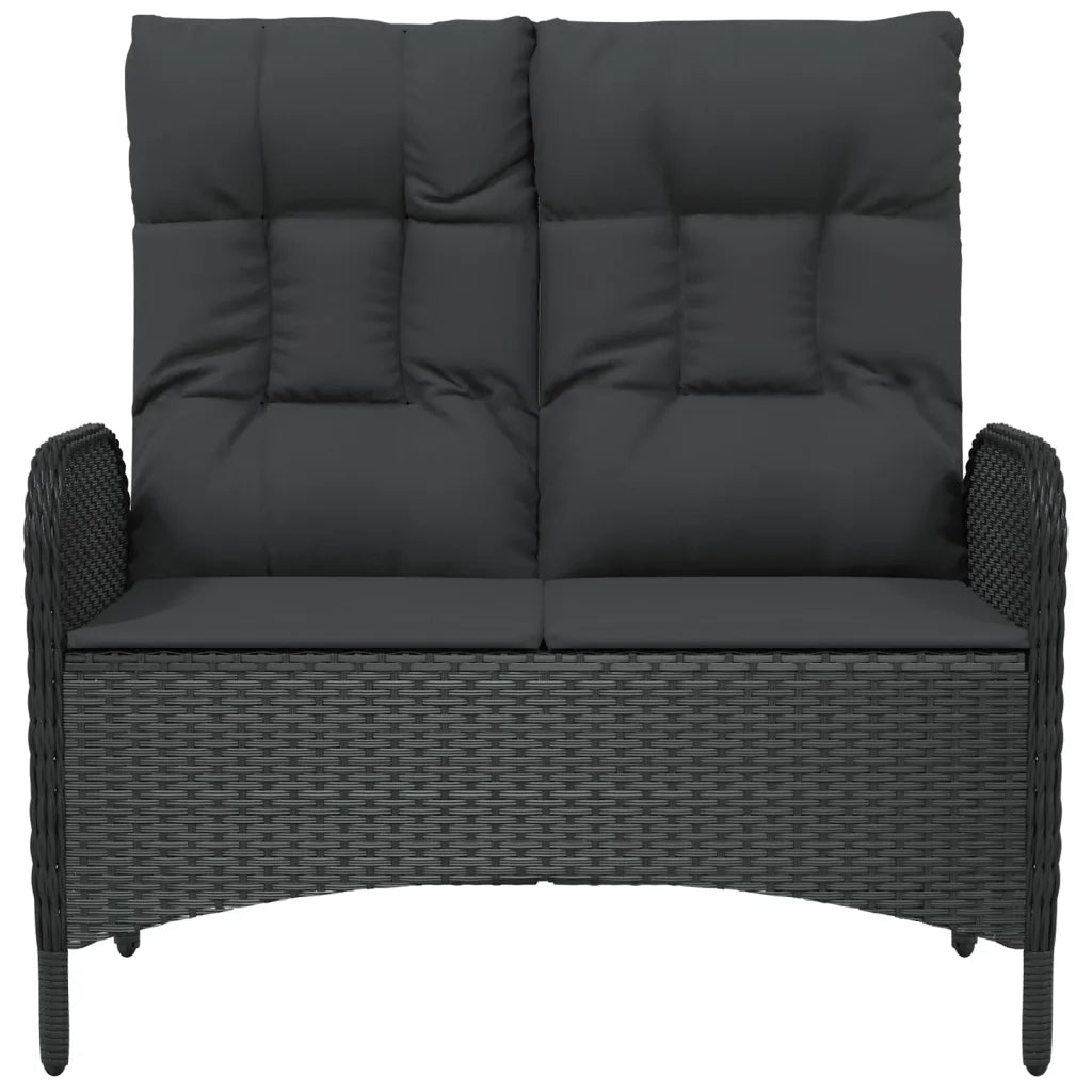 Panca Reclinabile da Giardino con Cuscini 107cm Polyrattan Nera 319894