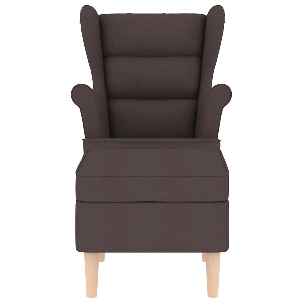 Poltrona con Poggiapiedi Marrone Scuro in Tessuto 3307993