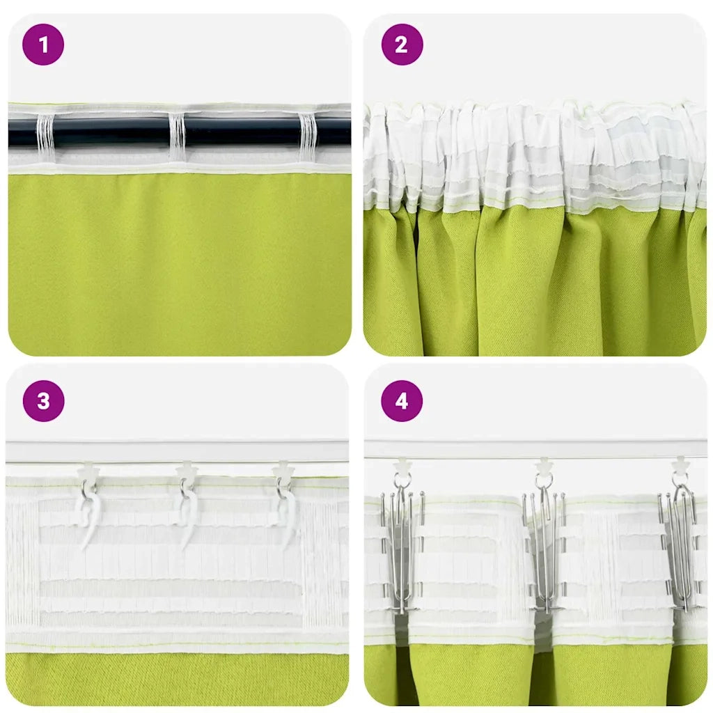 Tende Blackout con Anelli 2 pcs Verde 225 x 140 cm Poliestere 4107500