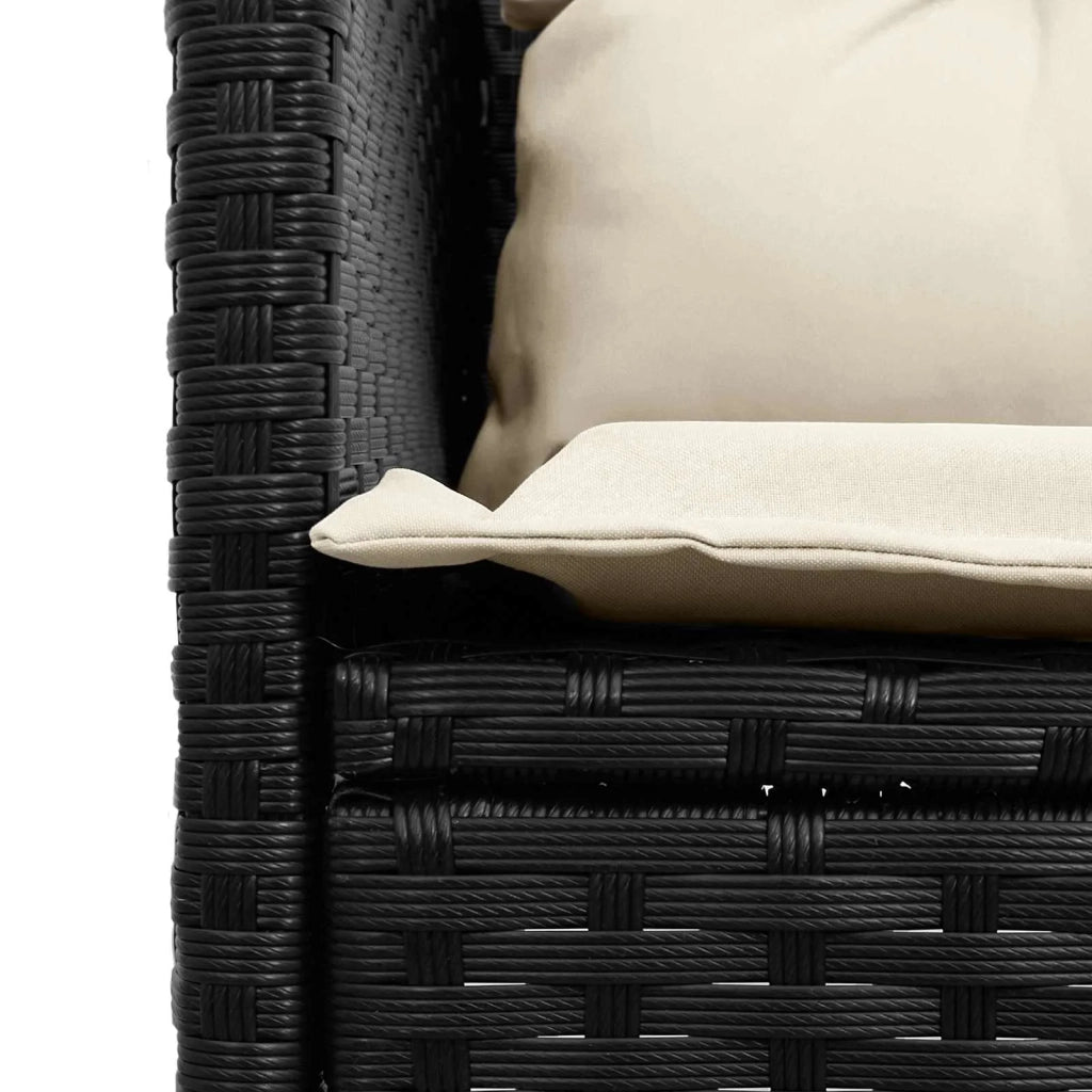 Set Divano da Giardino 2 pcs Nero e Crema polyrattan