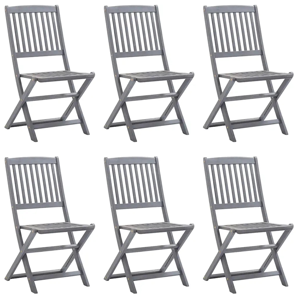 Sedie da Giardino Pieghevoli 6pz con Cuscini in Massello Acacia 3065443