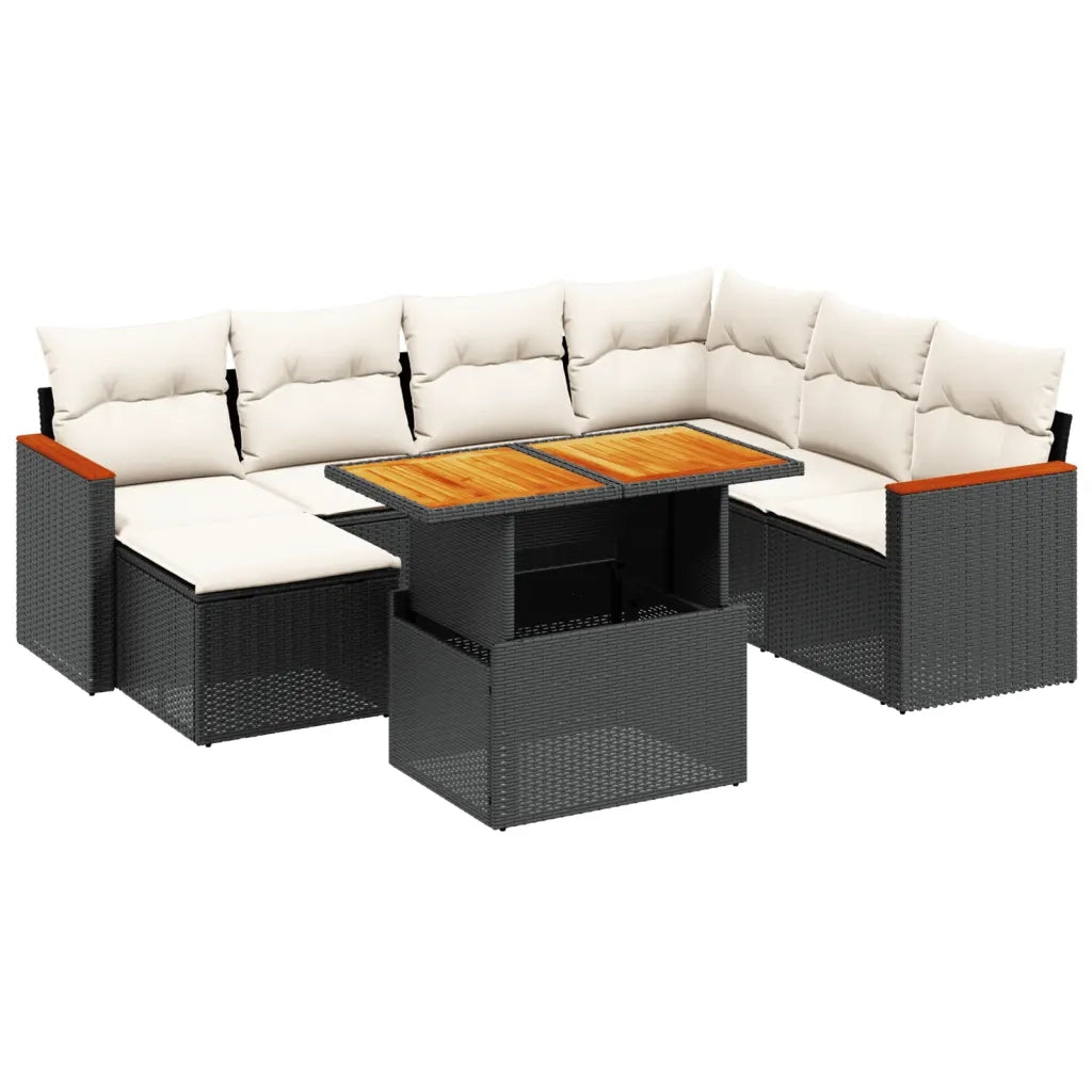 Set Divani da Giardino con Cuscini 8 pz Nero in Polyrattan 3273191