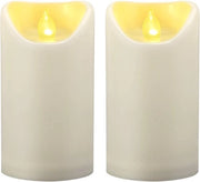 2 pezzi 7 - 6 cm x 12 - 7 cm Candelabri a LED in plastica con timer e effetto fiamma, acqua resistente, alimentati a batterie, per decorazione esterna di patio e lampioni.