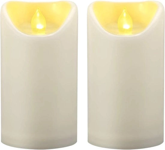 2 pezzi 7 - 6 cm x 12 - 7 cm Candelabri a LED in plastica con timer e effetto fiamma, acqua resistente, alimentati a batterie, per decorazione esterna di patio e lampioni.